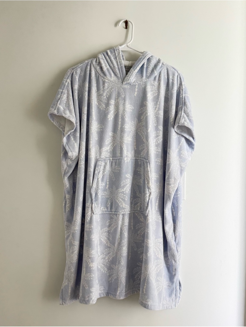 Light Blue Palm-Print Hooded Swim Coverup ~ Throwzy by Mario Lorenz